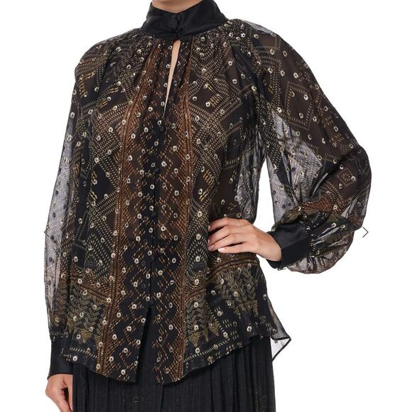 Camilla Ragland Blouse S‎ Cobra King Button Front Long Sleeve Party Luxury Sheer - Picture 13 of 14